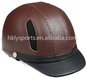 LEATHER COATED SPORT HORSE SCHOOLING SAFETY RIDING HELMET