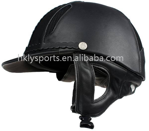 Horse Racing Helmet, Leather Coated ABS, with CE Certified