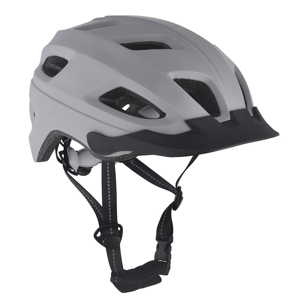 New Bike Helmet Led Light PC In-mold Cycling Helmet , Safe Sport Mountain Road Riding Bike Helmet for Adult Grey