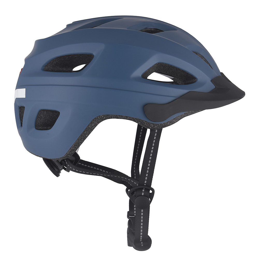 New Bike Helmet Led Light PC In-mold Cycling Helmet , Safe Sport Mountain Road Riding Bike Helmet for Adult Blue