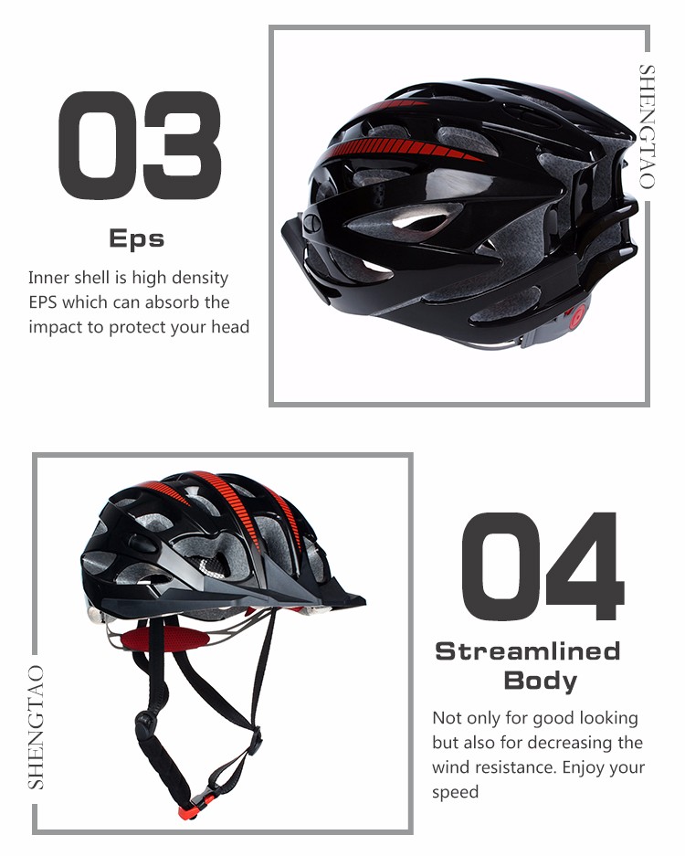 Wind Cross Black Red Protective Bicycle Adult Helmet with visor,breathable helmet