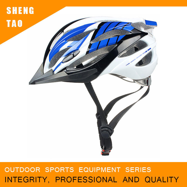 Blue White Classic Bicycle Helmet, Light Weight Cycling Helmet